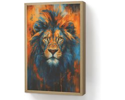 Wandlamp 40x60 cm - Oplaadbaar - Schilderij - Leeuwenkop - Oranje - Wandlampen binnen woonkamer - Slaapkamer lamp - Decoratieve nachtlamp - Vloerlamp draadloos
