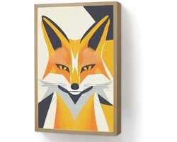 Wandlamp 40x60 cm - Oplaadbaar - Vos - Oranje - Abstract - Driehoeken - Wandlampen binnen woonkamer - Slaapkamer lamp - Decoratieve nachtlamp - Vloerlamp draadloos