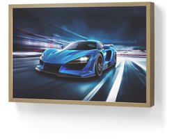 Wandlamp 60x40 cm - Oplaadbaar - Auto - Blauw - Jongens - Kind - Wandlampen binnen woonkamer - Slaapkamer lamp - Decoratieve nachtlamp - Vloerlamp draadloos