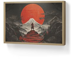 Wandlamp 60x40 cm - Oplaadbaar - Krijger - Rode trappen - Zon - Berg - Wandlampen binnen woonkamer - Slaapkamer lamp - Decoratieve nachtlamp - Vloerlamp draadloos