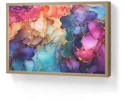 Wandlamp 60x40 cm - Oplaadbaar - Marmer - Kleurrijk - Kleuren - Abstract - Wandlampen binnen woonkamer - Slaapkamer lamp - Decoratieve nachtlamp - Vloerlamp draadloos