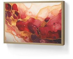 Wandlamp 60x40 cm - Oplaadbaar - Marmer - Rood - Goud - Modern - Abstract - Wandlampen binnen woonkamer - Slaapkamer lamp - Decoratieve nachtlamp - Vloerlamp draadloos