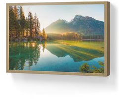 Wandlamp 60x40 cm - Oplaadbaar - Meer - Bos - Bergen - Natuur - Zon - Landschap - Wandlampen binnen woonkamer - Slaapkamer lamp - Decoratieve nachtlamp - Vloerlamp draadloos