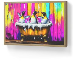 Wandlamp 60x40 cm - Oplaadbaar - Pinguïns - Badkuip - Kleurrijk - Schuim - Wandlampen binnen woonkamer - Slaapkamer lamp - Decoratieve nachtlamp - Vloerlamp draadloos