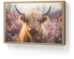 Wandlamp 60x40 cm - Oplaadbaar - Schotse hooglander - Dieren portret - Bloemen - Dier - Wandlampen binnen woonkamer - Slaapkamer lamp - Decoratieve nachtlamp - Vloerlamp draadloos