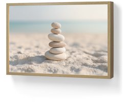 Wandlamp 60x40 cm - Oplaadbaar - Stenen - Stapel - Zand - Zee - Wandlampen binnen woonkamer - Slaapkamer lamp - Decoratieve nachtlamp - Vloerlamp draadloos