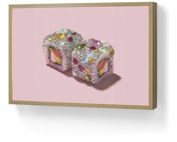 Wandlamp 60x40 cm - Oplaadbaar - Sushi - Rolletjes - Steentjes - Kleurrijk - Wandlampen binnen woonkamer - Slaapkamer lamp - Decoratieve nachtlamp - Vloerlamp draadloos