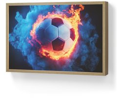 Wandlamp 60x40 cm - Oplaadbaar - Voetbal - Vuur - IJs - Blauw - Wandlampen binnen woonkamer - Slaapkamer lamp - Decoratieve nachtlamp - Vloerlamp draadloos