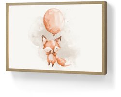 Wandlamp 60x40 cm - Oplaadbaar - Vos - Pastel kleuren - Dier - Wandlampen binnen woonkamer - Slaapkamer lamp - Decoratieve nachtlamp - Vloerlamp draadloos