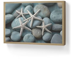 Wandlamp 60x40 cm - Oplaadbaar - Zeesterren - Stenen - Wit - Wandlampen binnen woonkamer - Slaapkamer lamp - Decoratieve nachtlamp - Vloerlamp draadloos