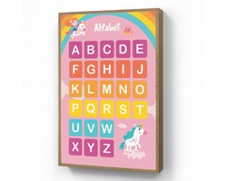Wandlamp 60x90 cm - Oplaadbaar - Alfabet - Educatief - Letters leren voor kinderen - Roze - Eenhoorn - Wandlampen binnen woonkamer - Slaapkamer lamp - Decoratieve nachtlamp - Vloerlamp draadloos