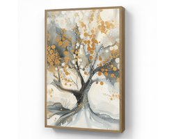 Wandlamp 60x90 cm - Oplaadbaar - Boom - Modern - Abstract - Goud - Zwart - Wit - Wandlampen binnen woonkamer - Slaapkamer lamp - Decoratieve nachtlamp - Vloerlamp draadloos
