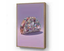 Wandlamp 60x90 cm - Oplaadbaar - Edelstenen - Glitters - Paars - Kleurrijk - Wandlampen binnen woonkamer - Slaapkamer lamp - Decoratieve nachtlamp - Vloerlamp draadloos