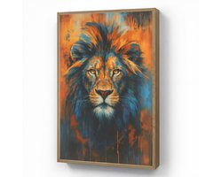 Wandlamp 60x90 cm - Oplaadbaar - Schilderij - Leeuwenkop - Oranje - Wandlampen binnen woonkamer - Slaapkamer lamp - Decoratieve nachtlamp - Vloerlamp draadloos