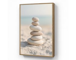 Wandlamp 60x90 cm - Oplaadbaar - Stenen - Stapel - Zand - Zee - Wandlampen binnen woonkamer - Slaapkamer lamp - Decoratieve nachtlamp - Vloerlamp draadloos