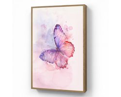 Wandlamp 60x90 cm - Oplaadbaar - Vlinder - Paars - Pastel kleuren - Verf - Wandlampen binnen woonkamer - Slaapkamer lamp - Decoratieve nachtlamp - Vloerlamp draadloos