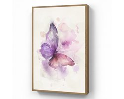 Wandlamp 60x90 cm - Oplaadbaar - Vlinder - Paars - Pastel kleuren - Wandlampen binnen woonkamer - Slaapkamer lamp - Decoratieve nachtlamp - Vloerlamp draadloos