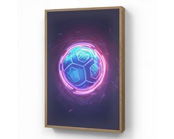 Wandlamp 60x90 cm - Oplaadbaar - Voetbal - Sport - Blauw - Paars - Wandlampen binnen woonkamer - Slaapkamer lamp - Decoratieve nachtlamp - Vloerlamp draadloos