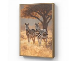Wandlamp 60x90 cm - Oplaadbaar - Zebra's - Savannelandschap - Gras - Wandlampen binnen woonkamer - Slaapkamer lamp - Decoratieve nachtlamp - Vloerlamp draadloos