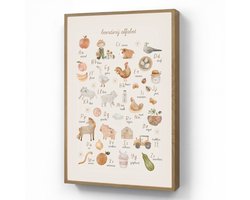 Wandlamp 70x100 cm - Oplaadbaar - Alfabet - Boerderij - Educatief - Letters leren voor kinderen - Dieren - Wandlampen binnen woonkamer - Slaapkamer lamp - Decoratieve nachtlamp - Vloerlamp draadloos