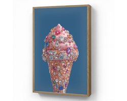 Wandlamp 70x100 cm - Oplaadbaar - Ijsje - Hoorntje - Steentjes - Blauw - Wandlampen binnen woonkamer - Slaapkamer lamp - Decoratieve nachtlamp - Vloerlamp draadloos