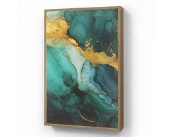 Wandlamp 70x100 cm - Oplaadbaar - Marmer - Goud - Blauw groen - Abstract - Turquoise - Wandlampen binnen woonkamer - Slaapkamer lamp - Decoratieve nachtlamp - Vloerlamp draadloos