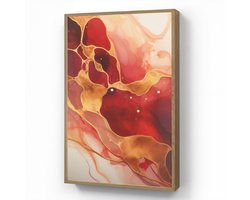 Wandlamp 70x100 cm - Oplaadbaar - Marmer - Rood - Goud - Modern - Abstract - Wandlampen binnen woonkamer - Slaapkamer lamp - Decoratieve nachtlamp - Vloerlamp draadloos