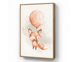 Wandlamp 70x100 cm - Oplaadbaar - Vos - Pastel kleuren - Dier - Wandlampen binnen woonkamer - Slaapkamer lamp - Decoratieve nachtlamp - Vloerlamp draadloos
