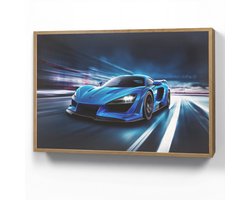 Wandlamp 90x60 cm - Oplaadbaar - Auto - Blauw - Jongens - Kind - Wandlampen binnen woonkamer - Slaapkamer lamp - Decoratieve nachtlamp - Vloerlamp draadloos