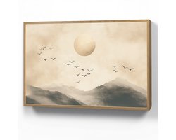 Wandlamp 90x60 cm - Oplaadbaar - Landschap - Japandi - vogel - Wandlampen binnen woonkamer - Slaapkamer lamp - Decoratieve nachtlamp - Vloerlamp draadloos