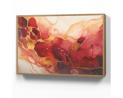Wandlamp 90x60 cm - Oplaadbaar - Marmer - Rood - Goud - Modern - Abstract - Wandlampen binnen woonkamer - Slaapkamer lamp - Decoratieve nachtlamp - Vloerlamp draadloos