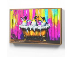 Wandlamp 90x60 cm - Oplaadbaar - Pinguïns - Badkuip - Kleurrijk - Schuim - Wandlampen binnen woonkamer - Slaapkamer lamp - Decoratieve nachtlamp - Vloerlamp draadloos