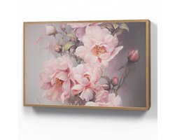 Wandlamp 90x60 cm - Oplaadbaar - Rozen - Bloemen - Roze - Kunst - Watercolor - Wandlampen binnen woonkamer - Slaapkamer lamp - Decoratieve nachtlamp - Vloerlamp draadloos