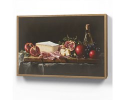 Wandlamp 90x60 cm - Oplaadbaar - Stilleven - Vintage - Borrelplank - Wandlampen binnen woonkamer - Slaapkamer lamp - Decoratieve nachtlamp - Vloerlamp draadloos