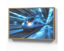 Wandlamp 90x60 cm - Oplaadbaar - Trein - Blauw - Neon - Wandlampen binnen woonkamer - Slaapkamer lamp - Decoratieve nachtlamp - Vloerlamp draadloos