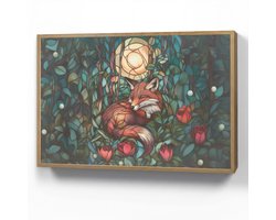 Wandlamp 90x60 cm - Oplaadbaar - Vos - Mozaïek - Bos - Maan - Wandlampen binnen woonkamer - Slaapkamer lamp - Decoratieve nachtlamp - Vloerlamp draadloos