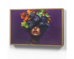Wandlamp 90x60 cm - Oplaadbaar - Vrouw - Paars - Druiven - Wandlampen binnen woonkamer - Slaapkamer lamp - Decoratieve nachtlamp - Vloerlamp draadloos