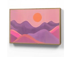Wandlamp 90x60 cm - Oplaadbaar - Zon - Heuvels - Paars - Abstract - Wandlampen binnen woonkamer - Slaapkamer lamp - Decoratieve nachtlamp - Vloerlamp draadloos