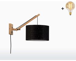 Wandlamp - ANDES - Bamboe/Linnen - Korte Arm - Naturel