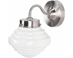 Wandlamp art deco York | 1 lichts | Ø 15cm | wit / staal | opaal glas / metaal | gispen / retro / jaren 30