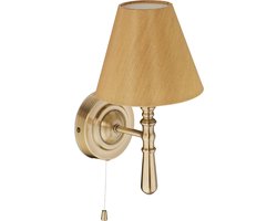wandlamp binnen - met lampenkap - E14 - stof en metaal - 28 x 16 x 19 cm - messing