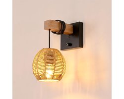 Wandlamp Binnen met Snoer - Wandlamp met Stekker voor Binnen - met Dimbare Schakelaar - Industrieel en Vintage - Slaapkamer Bedlampje