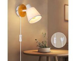 Wandlamp Binnen met Snoer - Wandlamp met Stekker voor Binnen - met Dimbare Schakelaar - Industrieel en Vintage - Slaapkamer Bedlampje