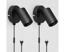 Wandlamp Binnen met Snoer - Wandlamp met Stekker voor Binnen - met Dimbare Schakelaar - Industrieel en Vintage - Slaapkamer Bedlampje