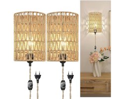 Wandlamp Binnen met Snoer - Wandlamp met Stekker voor Binnen - met Dimbare Schakelaar - Industrieel en Vintage - Slaapkamer Bedlampje