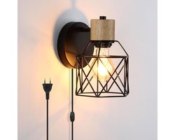 Wandlamp Binnen met Snoer - Wandlamp met Stekker voor Binnen - Slaapkamer Bedlampje - LED