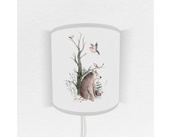 Wandlamp bosdieren beer wit-wandlamp-dieren-sfeerverlichting-pendel-lampen-kinderkamerdecoratie-woonaccessoires