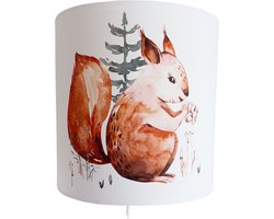 Wandlamp eekhoorn- bosdieren -wit-wandlamp-dieren-sfeerverlichting-pendel-lampen-kinderkamerdecoratie-babykamer