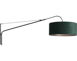 Wandlamp Elegant classy | 1-lichts | draai-, kantelbaar en uitschuifbaar | zwart / wit | Ø 50 cm lampenkap | industrieel | E27 fitting | modern - klassiek design