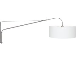 Wandlamp Elegant Classy 9328ST met wit grof linnen kap van metaal, 50 cm diameter en 20 cm hoogte, draaibaar en kantelbaar - Steinhauer